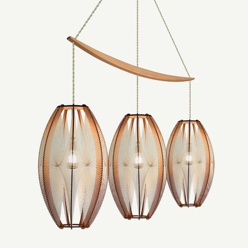 Lustre contemporâneo - DJEMINO ARC - LAFABLIGHT - em carvalho / em algodão / em madeira