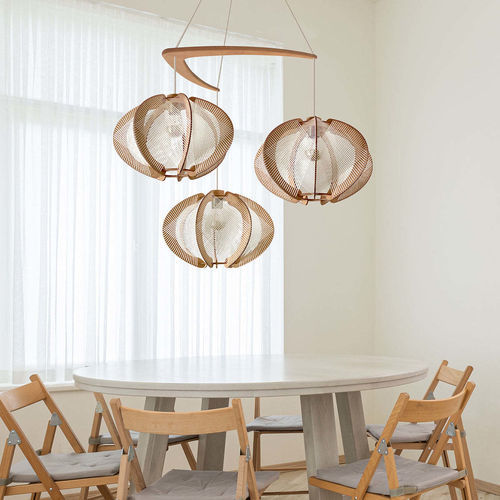 Lustre contemporâneo - ECHINO CROISÉ - LAFABLIGHT - em carvalho / em algodão / em madeira