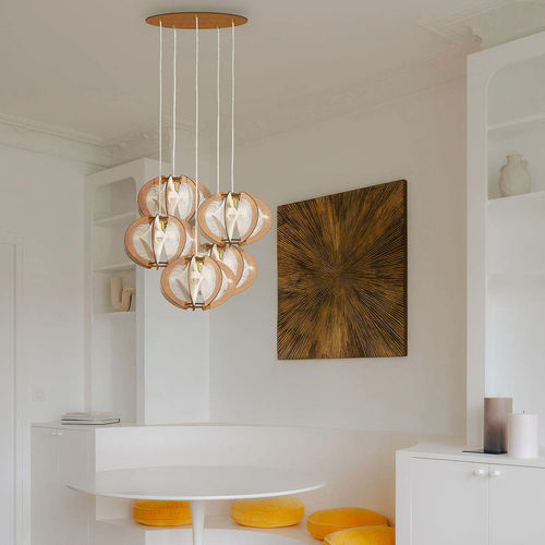 Lustre contemporâneo - ECHINO TWIST - LAFABLIGHT - em carvalho / em madeira / em algodão
