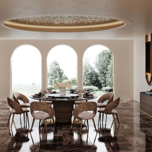 Cadeira de sala de jantar contemporânea - HESTIA’S ODE - DASH CASA GROUP CO.LTD - para ambiente interno / metálica / em couro