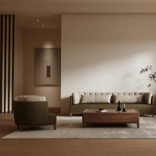 Mesa de centro moderna - SHAN ZHU  - DASH CASA GROUP CO.LTD - metálica / em nogueira americana / com base metálica