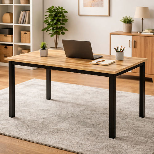 Mesa contemporânea - BT 131 - UAB "Dzūkijos baldų fabrikas" - em carvalho / com base metálica / retangular