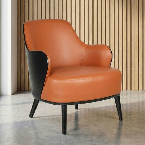 Poltrona contemporânea - AP 120 - UAB "Dzūkijos baldų fabrikas" - em couro / preta / laranja