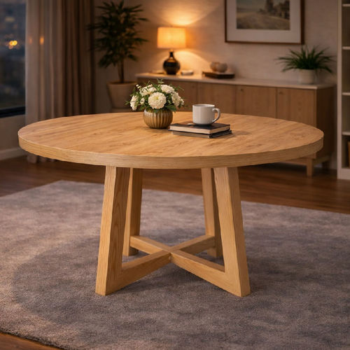Mesa de jantar contemporânea - DBF 624 - UAB "Dzūkijos baldų fabrikas" - em madeira / com base em madeira / redonda