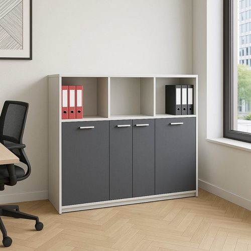 Armário de arquivo alto - DBF 831 - UAB "Dzūkijos baldų fabrikas" - em MDF laqueado / modular / com porta de abrir