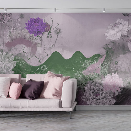 Papel de parede contemporâneo - WATER DREAM - jaWalls - em tecido não tecido / em tecido / floral