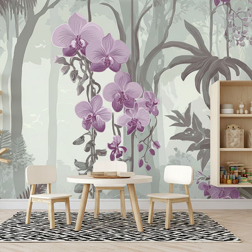 Papel de parede contemporâneo - ORCHID CANOPY - jaWalls - em tecido não tecido / em tecido / floral