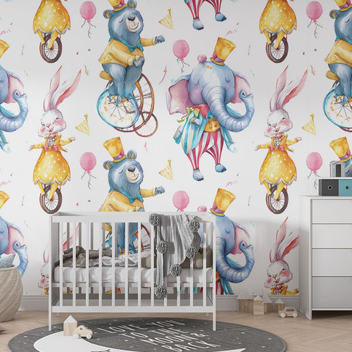 Papel de parede moderno - WHIMSY PARADE - jaWalls - em tecido não tecido / estampado / padrão de animais