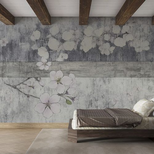 Papel de parede contemporâneo - SILK BLOSSOM - jaWalls - em tecido não tecido / floral / com natureza