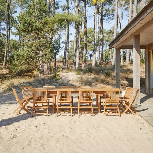 Conjunto de mesa e cadeiras contemporâneo - CAPRI - Tikamoon - de jardim / em acácia / com compartimento de arrumação