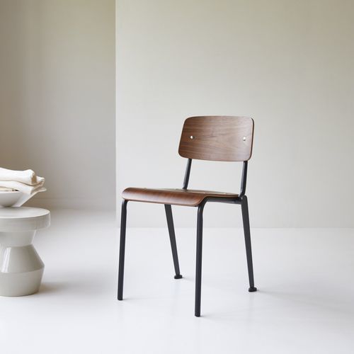 Cadeira de estilo industrial - MIO - Tikamoon - para ambiente interno / metálica / em nogueira