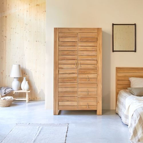 Guarda-roupa contemporâneo - MINIMALYS - Tikamoon - em teca / com portas de abrir / para quarto