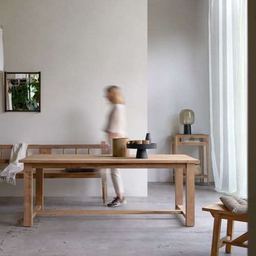 Mesa de jantar contemporânea - TERESA - Tikamoon - em madeira maciça / em teca / com base em madeira maciça