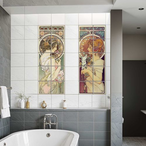 Placas de revestimento em porcelana - PRIMROSE AND FEATHER - Tempera Art Design - fosca / para ambiente interno / para ambiente interno