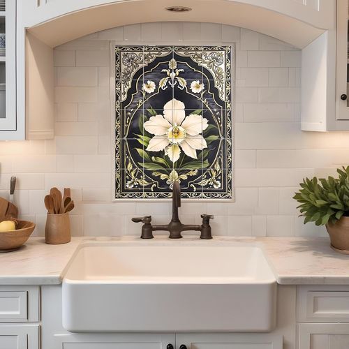 Backsplash em cerâmica - ORCHID ORNATE  - Tempera Art Design - personalizável / resistente ao calor / antirriscos