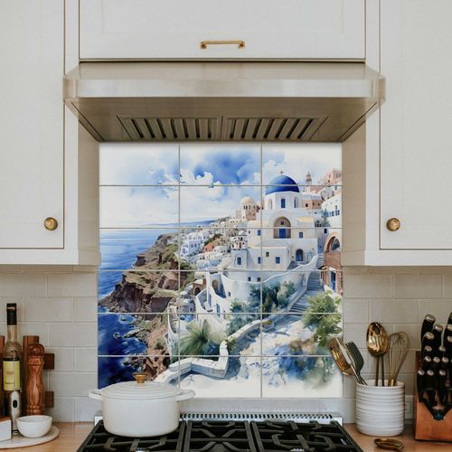 Backsplash em cerâmica - SANTORINI  - Tempera Art Design - personalizável / resistente a UV / antirriscos