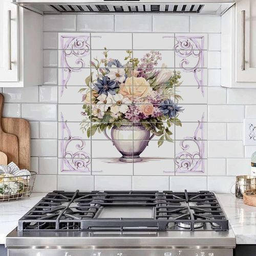 Backsplash em cerâmica - STOVE - Tempera Art Design - em mármore / em porcelana / floral