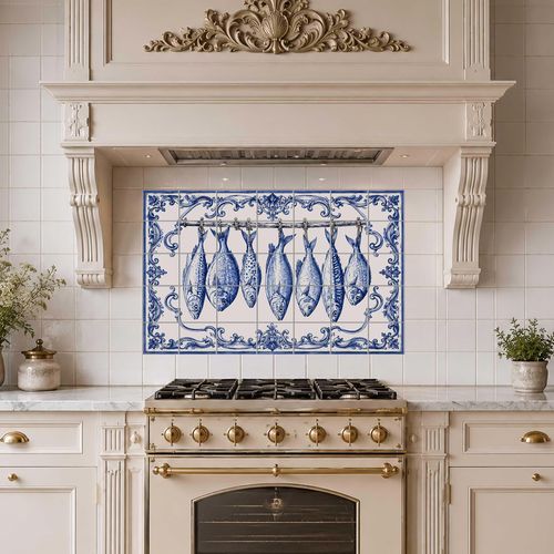 Backsplash personalizável - COASTAL FISH - Tempera Art Design - de alta resistência / resistente à água / resistente a UV