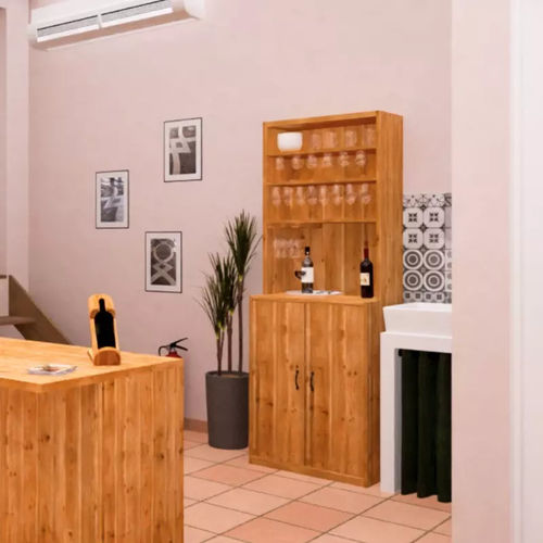 Buffet aparador alto - ET04731 - Tradis Design - contemporâneo / em madeira maciça / com prateleiras