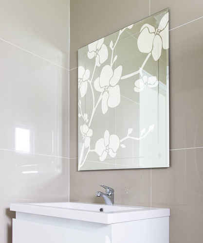 Painel de vidro com jateamento - ORCHIDÉE - Infiniglass - decorado / espelhado / colorido
