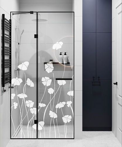 Painel de vidro com jateamento - CHAMP DE FLEURS - Infiniglass - decorado / colorido / para porta