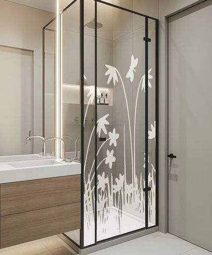 Painel de vidro com jateamento - HERBES & PAPILLONS - Infiniglass - estrutural / decorado / colorido
