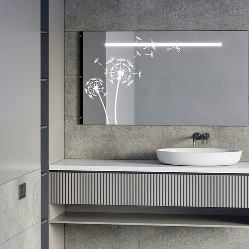Painel de vidro com jateamento - PISSENLIT - Infiniglass - decorado / espelhado / colorido