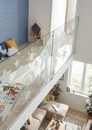 Painel de vidro com jateamento - MOTIF ESPACE - Infiniglass - estrutural / decorado / colorido