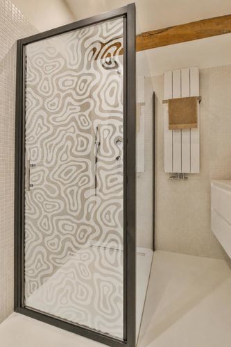 Painel de vidro com jateamento - ORGANIQUE FLUIDE - Infiniglass - estrutural / decorado / colorido