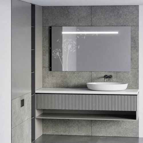 Painel de vidro com jateamento - PISSENLIT - Infiniglass - decorado / espelhado / colorido