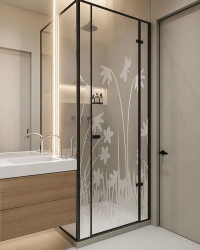 Painel de vidro com jateamento - HERBES & PAPILLONS - Infiniglass - estrutural / decorado / colorido