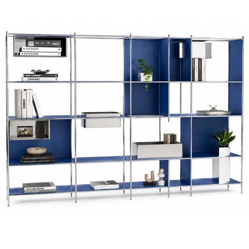 Livreiro modular - CUBE - LL53 - contemporâneo / da linha comercial / em aço cromado