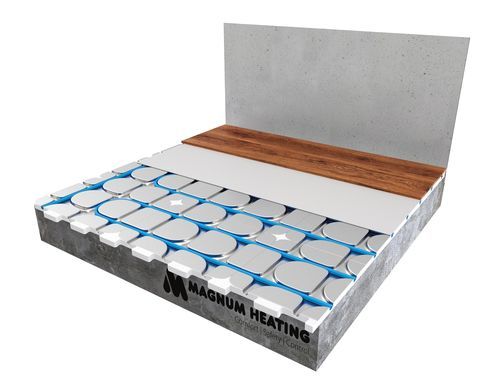 Piso aquecido a água quente - HEATBOARD W - MAGNUM Heating España - residencial / para piso laminado / com painéis de poliestireno expandido