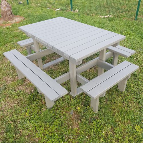 Mesa de piquenique contemporânea - TPN-150-4 - Urban'Ex - em material reciclado / retangular / 100% reciclada