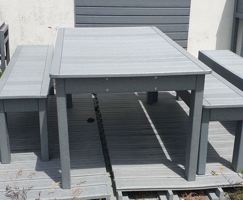 Conjunto de mesa e bancos contemporâneo - VONNE - Urban'Ex - em aço / para jardim / para ambiente externo