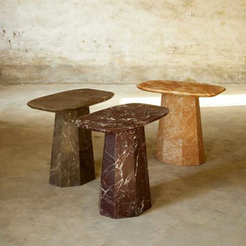 Mesa lateral contemporânea - KEESOG - BLEU NATURE - em mármore / com base em mármore / retangular