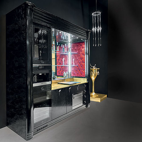 Móvel bar contemporâneo - EGO - BRUMMEL - em madeira laqueada / em couro / com iluminação