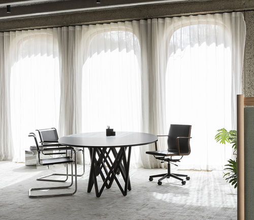 Mesa de jantar contemporânea - SB55 - BULO - em HPL / retangular / redonda