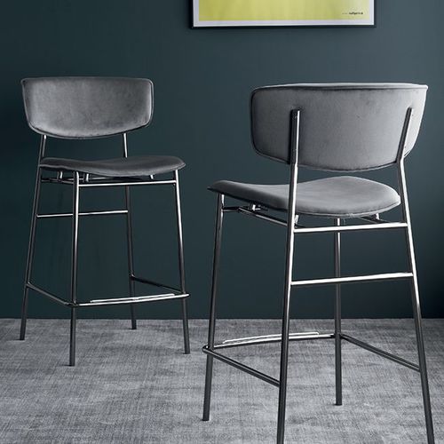 Cadeira alta contemporânea - FIFTIES - calligaris - para ambiente interno / em veludo / em couro sintético