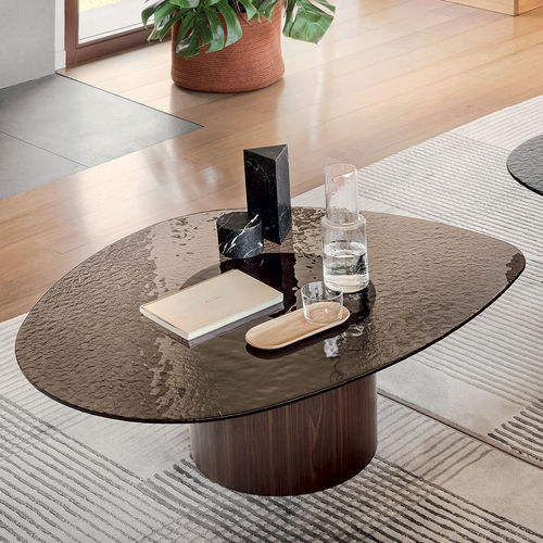 Mesa de centro contemporânea - mushroom - calligaris - em vidro temperado / com base em madeira / com pé central