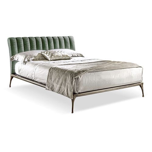 Cama de casal - ISEO - CANTORI - contemporânea / com cabeceira estofada / em tecido
