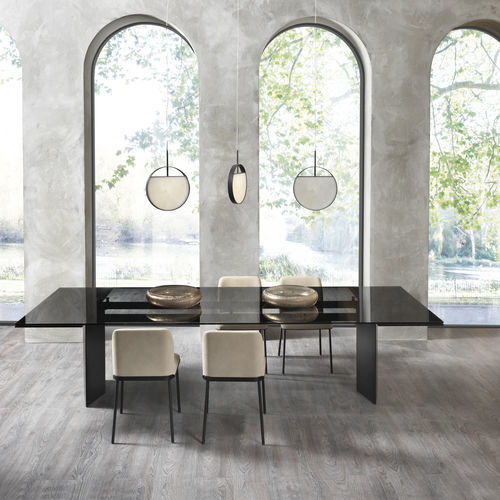 Mesa contemporânea - MILTON - CANTORI - em vidro / com base em aço / retangular
