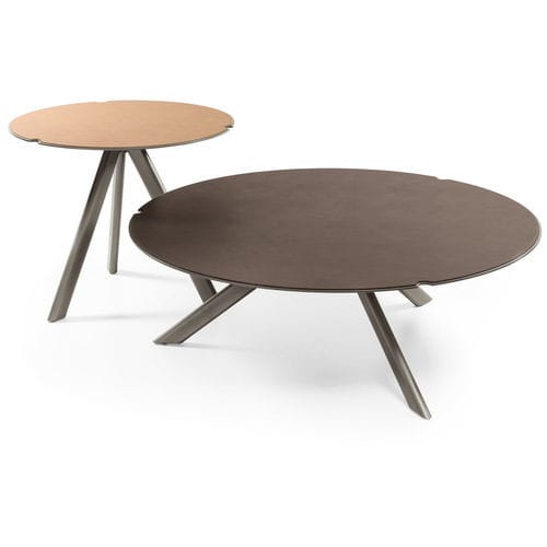 Mesa de centro contemporânea - TWIGGY - CANTORI - metálica / em couro / redonda