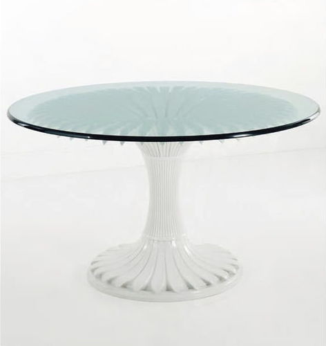 Mesa de jantar de estilo - ART. 362 - CHELINI - em vidro / com base metálica / redonda