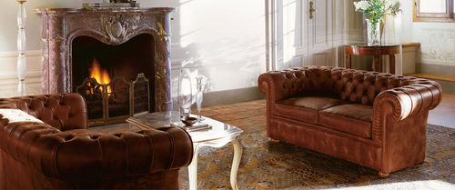 Sofá curvo - ROYAL - DANTI di Danti Stefano e C. - Chesterfield / em couro / vermelho