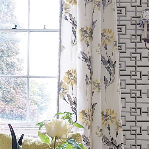 Tecido para estofados - PAVILION - DESIGNERS GUILD - para cortinas / com padrão floral / em linho