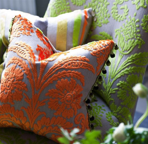 Tecido para estofados - TRASIMENO - DESIGNERS GUILD - listrado / padrão damasco / em linho