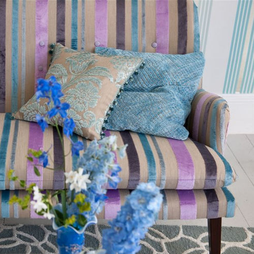 Tecido para estofados - MORSKAYA - DESIGNERS GUILD - listrado / padrão damasco / em veludo