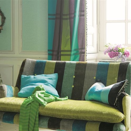 Tecido para estofados - TREVELYAN  - DESIGNERS GUILD - para cortinas / listrado / em seda