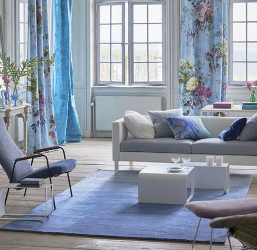 Tapete contemporâneo - EBERSON COBALT - DESIGNERS GUILD - de cor lisa / de lã / retangular